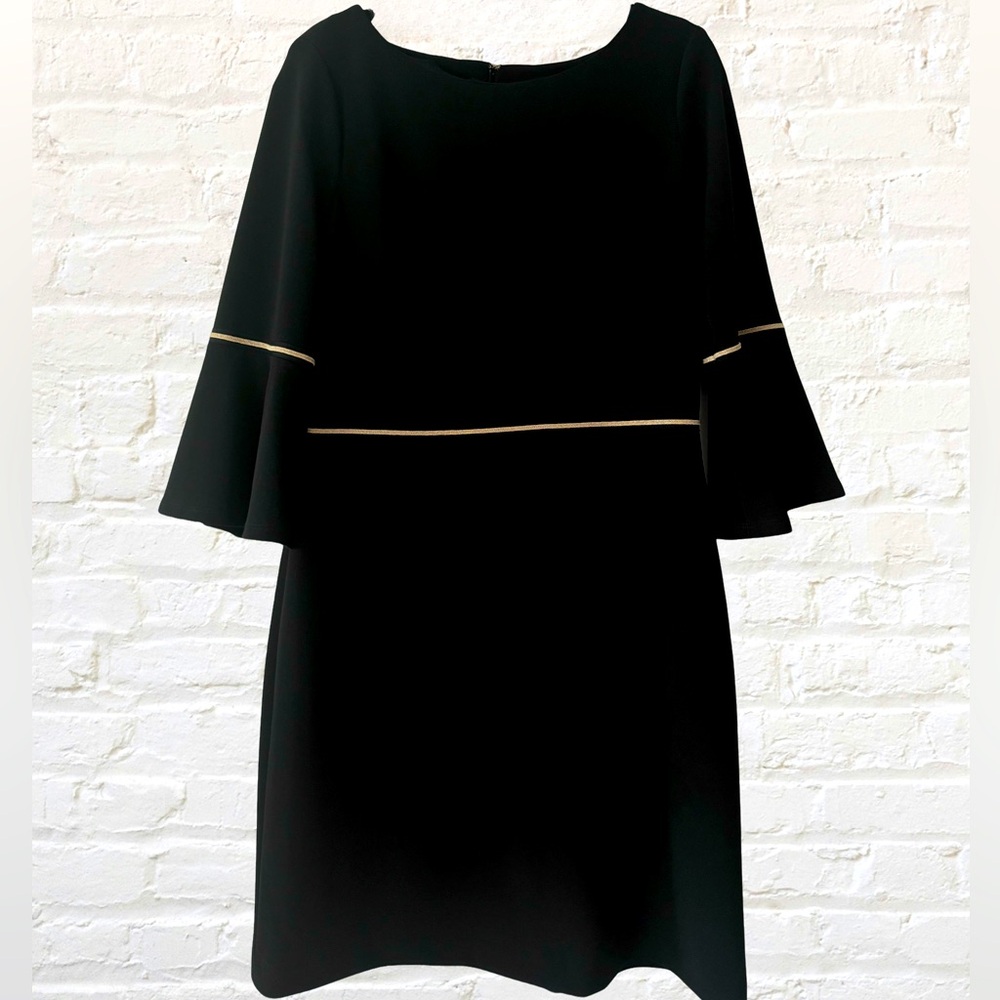 Tommy Hilfiger Women's Bell-Sleeve Black Sheath Dress-Size 12